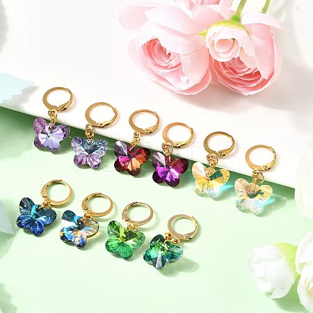 304 Stainless Steel Glass Hoop Earrings EJEW-JE06486-1