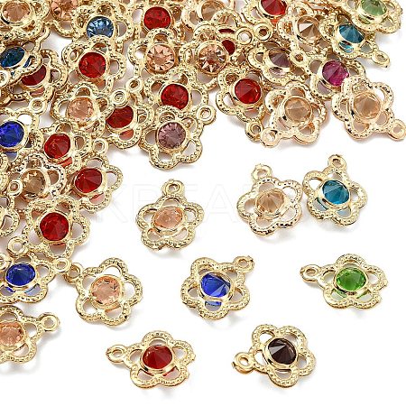 60Pcs Rack Plating Eco-Friendly Iron Rhinestone Pendants IFIN-YW0003-91-1