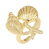 Ocean Theme Brass Cuff Rings RJEW-C135-01G-03-4