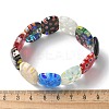Handmade Millefiori Lampwork Beaded Stretch Bracelets for Men Women BJEW-G738-01B-15-5