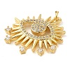 Rack Plating Brass Micro Pave Cubic Zirconia Pendants KK-P241-17G-2