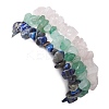3Pcs 3 Styles Natural Green Aventurine & Rose Quartz & Lapis Lazuli Chips Stretch Bracelets Sets BJEW-JB11076-02-5