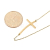 Ion Plating(IP) 304 Stainless Steel Religion Curved Cross Pendant Cable Chain Necklaces for Women NJEW-P320-13G-5