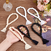 6Pcs 3 Colors Wood Tassels Pendant Decorations HJEW-OC00016-3