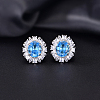 Brass Micro Pave Cubic Zirconia Stud Earrings for Women JT3933-3-1