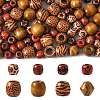 161Pcs 8 Styles Printed Natural Wood Beads WOOD-FS0001-52-1