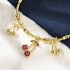 Brass Micro Pave Cubic Zirconia Fruit Charm Bangles for Women BJEW-Z089-01G-02-2