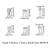 304 Stainless Steel Snap On Bails & Screw Eye Pin Peg Bails Sets STAS-UN0010-77P-2