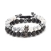 2Pcs 2 Style Cubic Zirconia Braided Bead Bracelet BJEW-JB08050-01-1