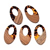 Transparent Resin and Walnut Wood Pendants RESI-T057-02D-1