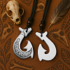 3Pcs 3 Styles Resin Fishhook Horn with Shark NJEW-HY0001-08B-4