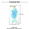 304 Stainless Steel with Cyan Enamel Pendants SA-OY003-46G-2