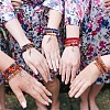 5Pcs 5 Style Wood & Glass Seed & Acrylic Beaded Stretch Bracelets Set with Baseball JB709B-6