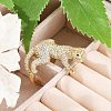 Brass Micro Pave Clear Cubic Zirconia Cuff Rings for Women Men RJEW-Z080-01G-1
