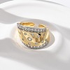 Brass Micro Pave Clear Cubic Zirconia Cuff Rings for Women RJEW-U041-23G-2