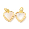 Natural Shell & Brass Heart Charms with Jump Rings KK-P275-09G-1