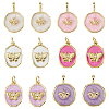 12Pcs 6 Styles Brass Micro Pave Clear Cubic Zirconia Pendants KK-HS0015-79-1