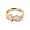Rack Plating Brass Cubic Zirconia Cuff Rings for Women RJEW-M145-23G-B-2