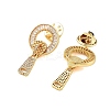 Rack Plating Brass Micro Pave Clear Cubic Zirconia Stud Earrings KK-S379-29G-2