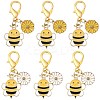 10Pcs 2 Styles Alloy Enamel Bee with Flower Pendant Decorations HJEW-FS00061-1