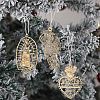 35Pcs 7 Styles Wedding Theme Wooden Huggie Pendants WOOD-CJ0002-07-7