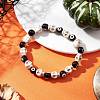 4Pcs 4 Colors Halloween Dyed Synthetic Turquoise Skull & Lampwork Evil Eye Round Beaded Stretch Bracelet Sets for Women Men BJEW-JB12268-3
