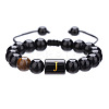 Adjustable Natural Tiger Eye and Glass Beaded Braided Bead Bracelets for Men Women FS-WGD7D76-10-1