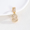 Brass Clear Cubic Zirconia European Dangle Charms KK-R003-01G-08-1