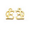 Golden Plated Alloy Letter Pendants X-PALLOY-J718-01G-E-1