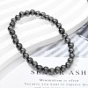 Brass Round Beaded Stretch Bracelets for Men Women BJEW-G736-01-2