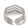 Non-Tarnish 304 Stainless Steel Triple Lines Open Cuff Ring LS-RJEW-C067-07P-3