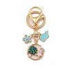 Shell Starfish Alloy Enamel Pendant Keychain with Dolphin & Flower Charm OCEA-PW0001-32C-1