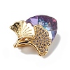 Real 18K Gold Plated Rack Plating Brass Micro Pave Clear Cubic Zirconia Pendants KK-C015-24G-09-2
