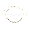 Adjustable Natural Moss Agate & Green Aventurinee & Quartz Crystal Braided Bead Bracelets for Women BJEW-JB11619-03-2
