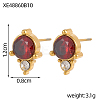 304 Stainless Steel Cubic Zirconia Stud Earrings STAS-OY009-15G-2