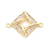 Brass Clear Cubic Zirconia Connector Charms KK-B134-28G-2