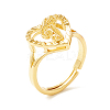 Real 18K Gold Plated Brass Alphabet Adjustable Rings RJEW-M139-18T-1