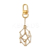 Brass Macrame Pouch Empty Stone Holder Pendant Decoration HJEW-JM01682-01-1