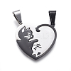 304 Stainless Steel Split Kitten Pendants STAS-G195-09P-1