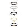 5Pcs 5 Style Natural Lava Rock & Natural Quartz & Synthetic Hematite Stretch Bracelets Set BJEW-JB08739-1