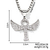 Elegant Brass Crystal Rhinestone Winged Cross Pendant Box Chain Necklaces OK2831-1-1