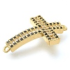 Brass Pave Black & Clear Cubic Zirconia Connector Charms LS-KK-M101-02I-G01-2