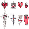 16Pcs 8 Styles Hallowmas Alloy Enamel Pendants ENAM-SC0007-39-1