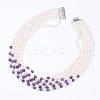Natural Pearl Five Tiered Necklaces NJEW-Q301-01-5