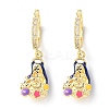 Brass Micro Pave Cubic Zirconia Human Hoop Earrings EJEW-A149-05G-4
