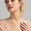 2Pcs Brass & Plastic Imitation Pearl Round Beaded Double Layer Pendant Necklaces for Women FS-WG9B395-02-1