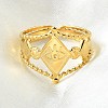 Rhombus with Evil Eye 304 Stainless Steel Cuff Finger Rings RJEW-V002-02G-1