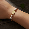 Imitation Pearl and Brass Saint Benedict Braided Bead Bracelets LS-KP6024-4