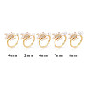 Flower Brass Micro Pave Clear Cubic Zirconia & Enamel Cuff Rings Setting KK-T079-47G-4