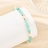 4MM Faceted Round Natural Amazonite and Pearl Beaded Cuff Bangles BJEW-JB14470-2
